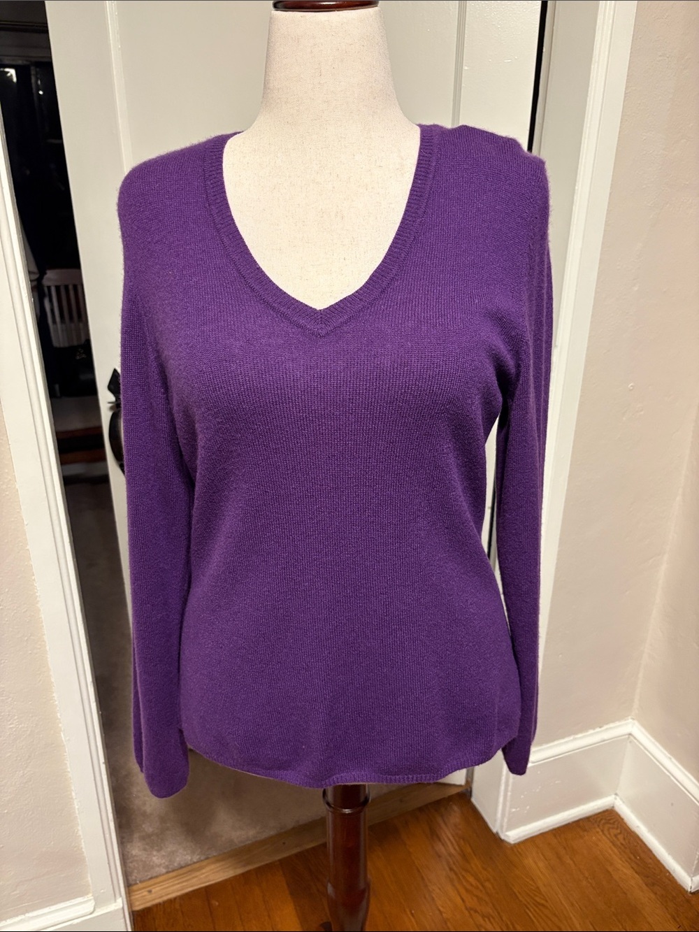 Charter Club 2 Ply Cashmere Purple V-Neck Women’s Sweater